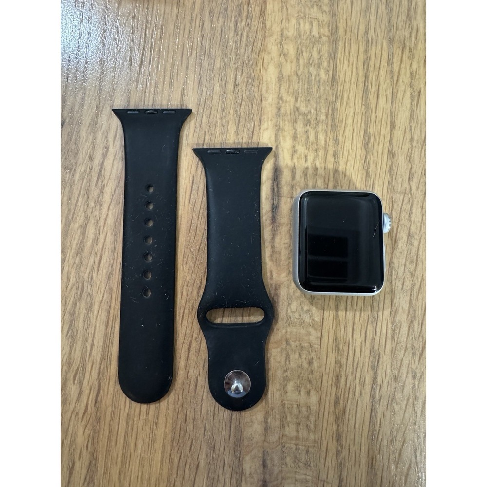 Apple iWatch Series 3 38MM GPS Silver Aluminum Wristband Black